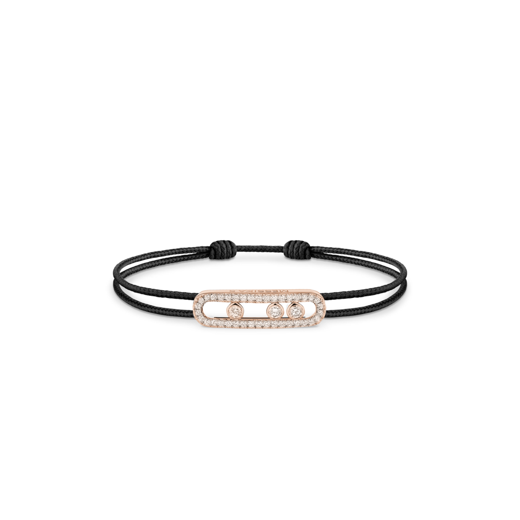 MESSIKA MESSIKA CARE(S) BLACK CORD PAVÉ BRACELET PINK GOLD DIAMOND BRACELET 14141